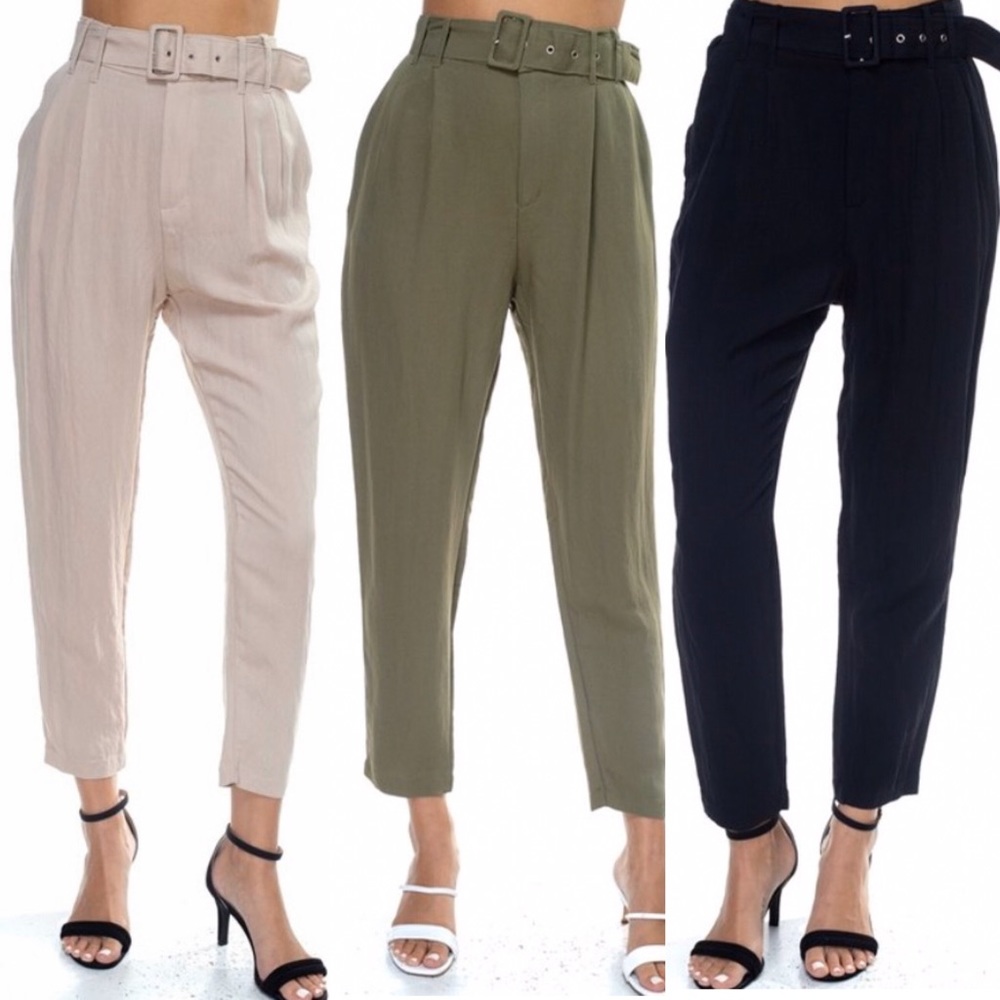 ‼️ Highwaist Belted Trouser Casual Career Pant
